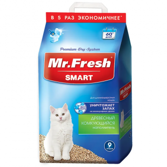 Наполнитель Mr.Fresh Smart древесный комкующийся для длинношерстных кошек