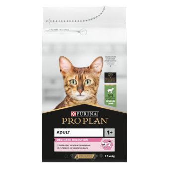 Сухой корм Pro Plan для взрослых кошек с чувствительным пищеварением или с особыми предпочтениями в еде, с ягнёнком