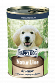 Консервы Happy Dog Natur Line для щенков с ягнёнком, печенью, сердцем и рисом 410г