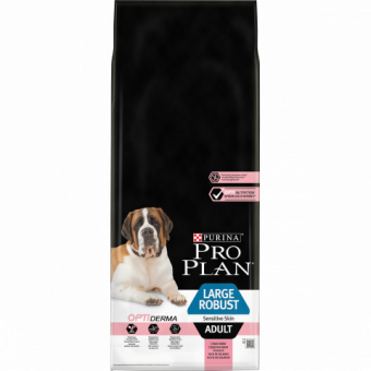 Сухой корм PRO PLAN® для взрослых собак крупных пород с мощным телосложением с чувствительной кожей, с лососем