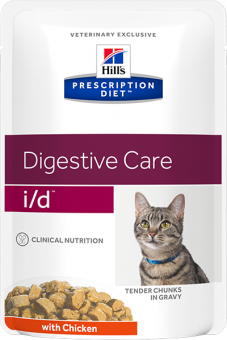Паучи Hill's Prescription Diet I/D для кошек с курицей. Поддержание здоровья ЖКТ