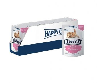 Паучи Happy Cat для котят с кусочками телятины в желе