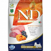 Сухой Корм Farmina N&D Adult Grain Free Mini беззерновой для собак мелких пород тыква, ягненок и черника