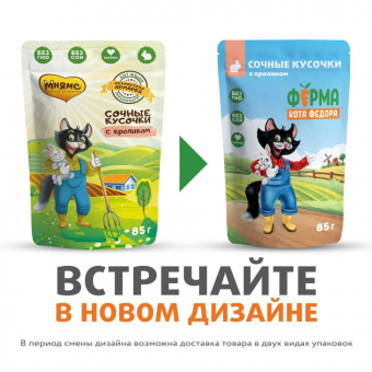 Паучи Ферма кота Фёдора для кошек сочные кусочки с кроликом