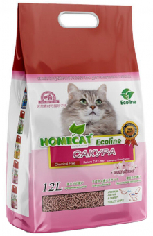 Наполнитель Homecat Ecoline комкующийся для кошачьих туалетов с ароматом сакуры
