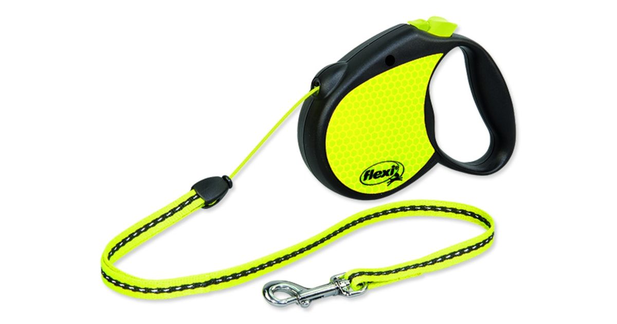 Рулетка-трос Flexi Neon Reflect Medium Black 5 метров для собак до 20 кг