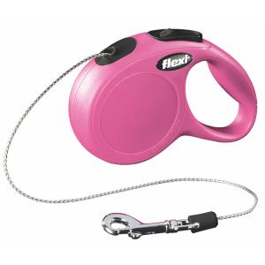 Рулетка-трос Flexi New Classic XS Pink 3 метра для собак, кошек и других мелких животных до 8 кг