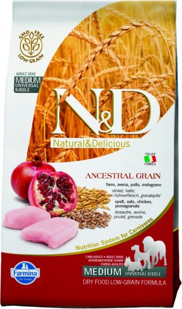 Корм Farmina N&D Adult Low Grain Chicken&Pomegranate для взрослых собак курица и гранат