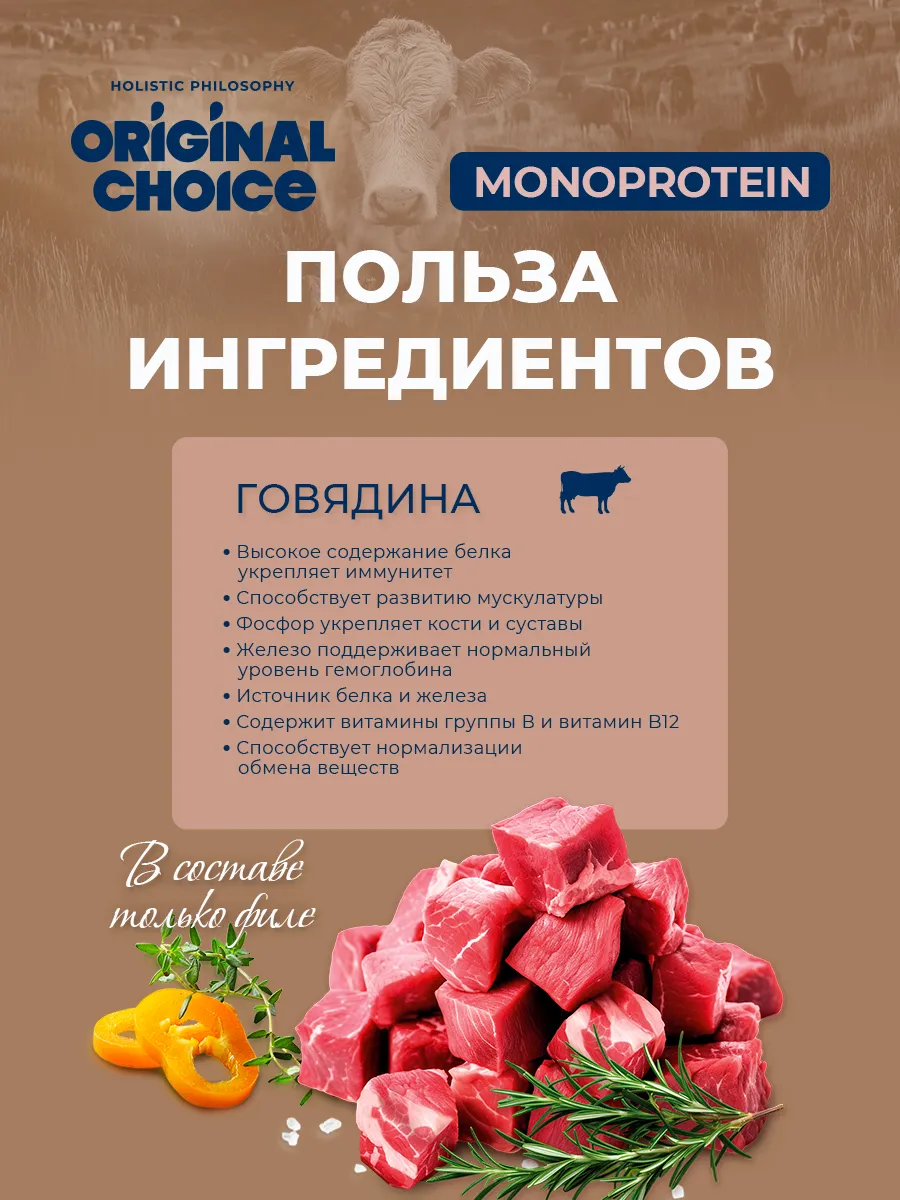 Банки Original Choice Monoprotein Adult Mini для собак мелких пород 100% говядины