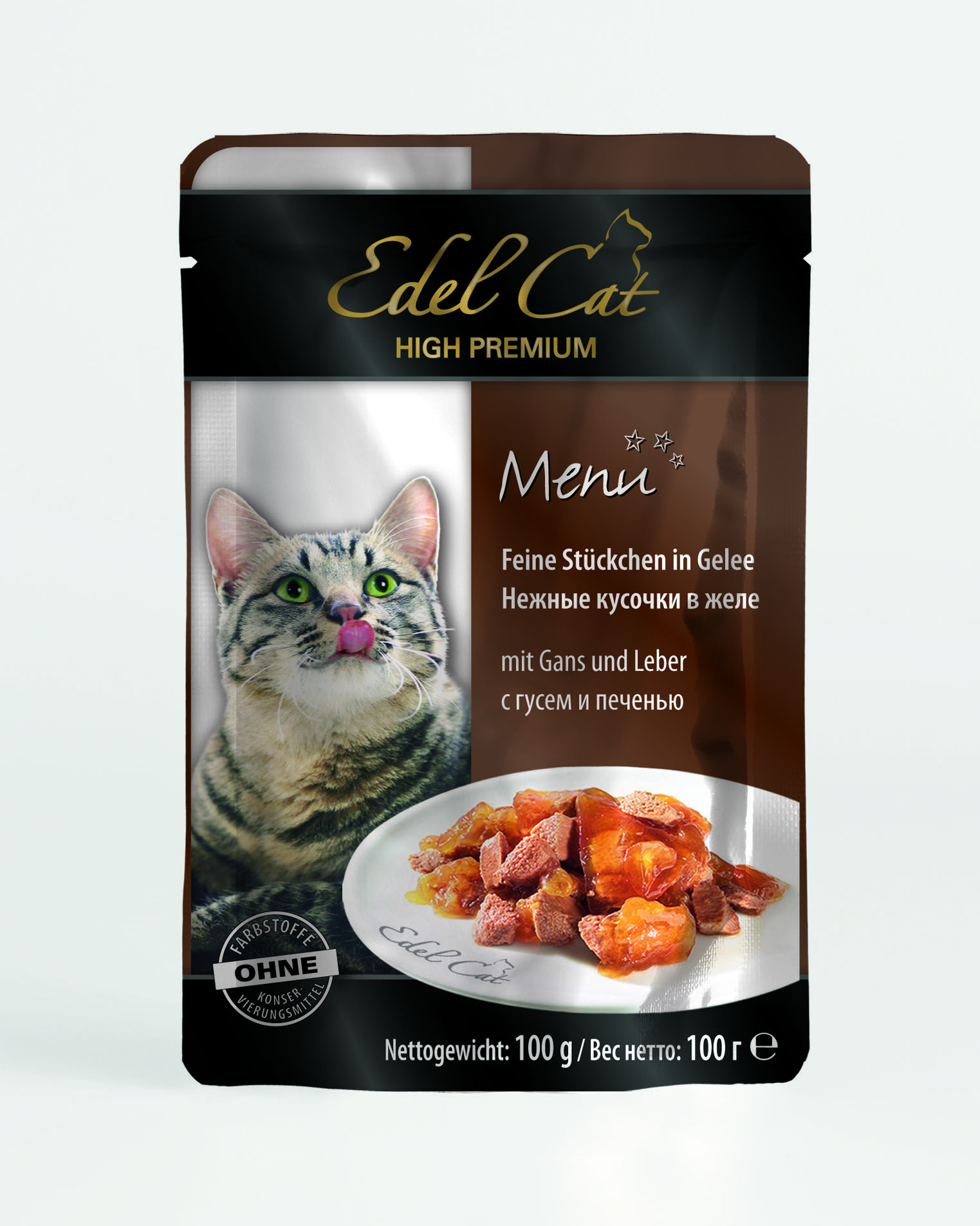 Паучи Edel Cat нежные кусочки в желе с гусем и печенью
