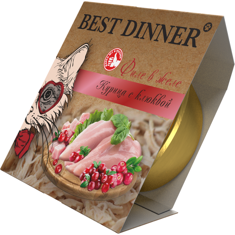Ламистеры Best Dinner Holistic для стерилизованных кошек мясные волокна в желе с курицей и клюквой