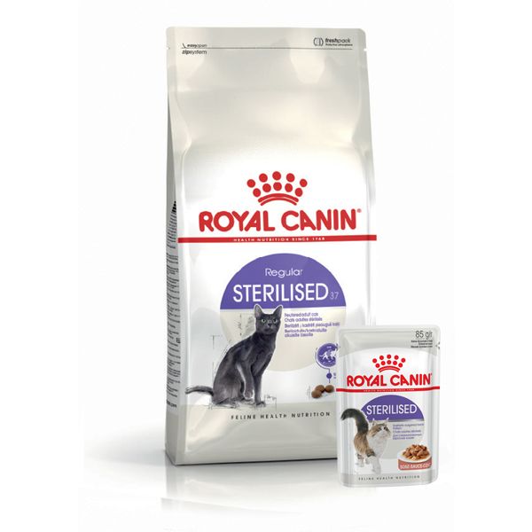 Комплект Royal Canin Sterilised 37 для стерилизованных кошек до 7 лет + пауч