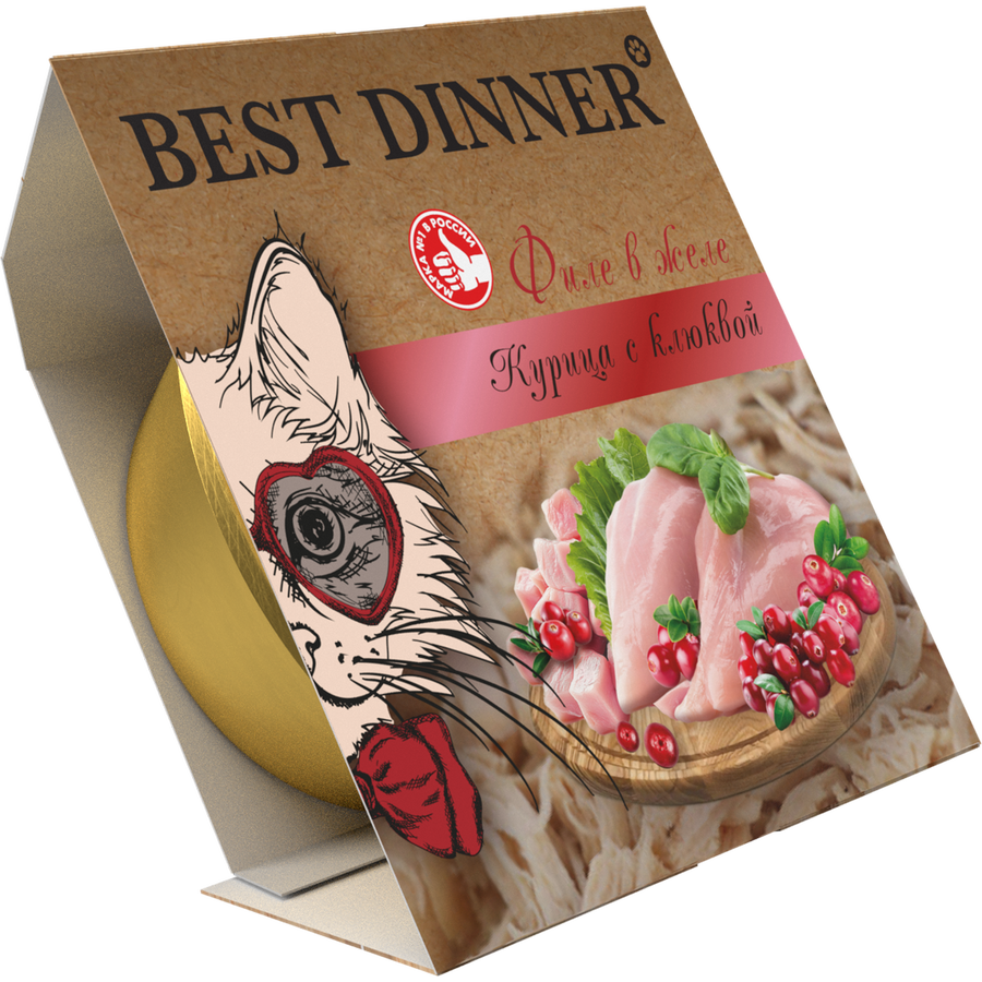 Ламистеры Best Dinner Holistic для стерилизованных кошек мясные волокна в желе с курицей и клюквой