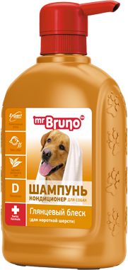 Шампунь-кондиционер Mr.Bruno Глянцевый блеск, для собак с короткой шерстью
