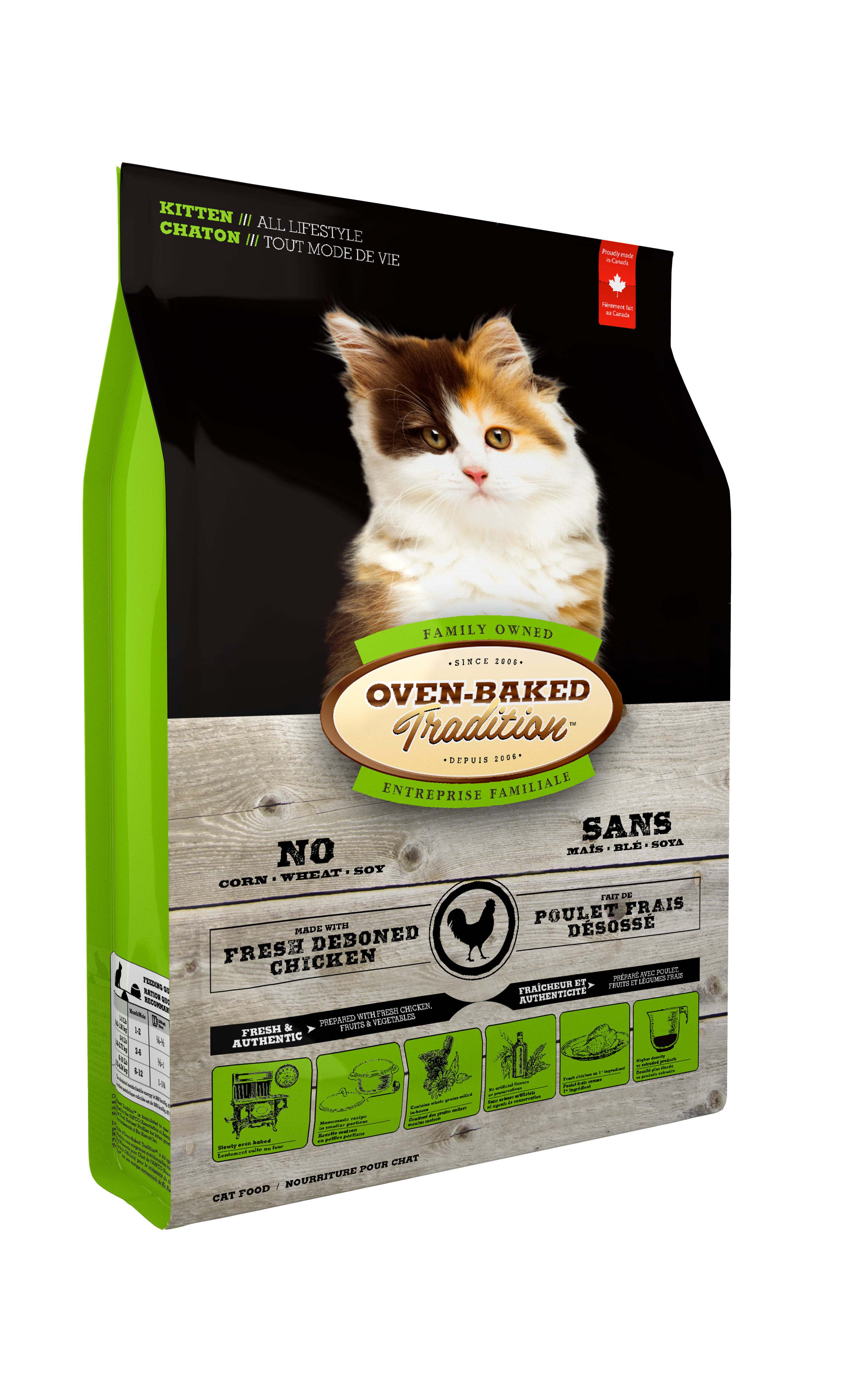 Запеченный корм OVEN-BAKED для котят со свежим мясом курицы, фруктами и овощами