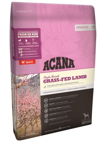 Корм Acana Singles Grass-Fed Lamb гипоаллергенный для собак с чувствительным пищеварением с ягненком