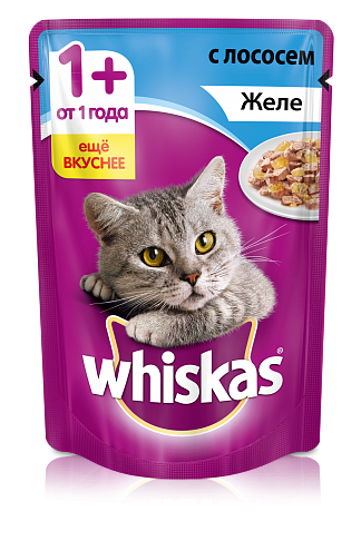 Паучи Whiskas для кошек с лососем в желе