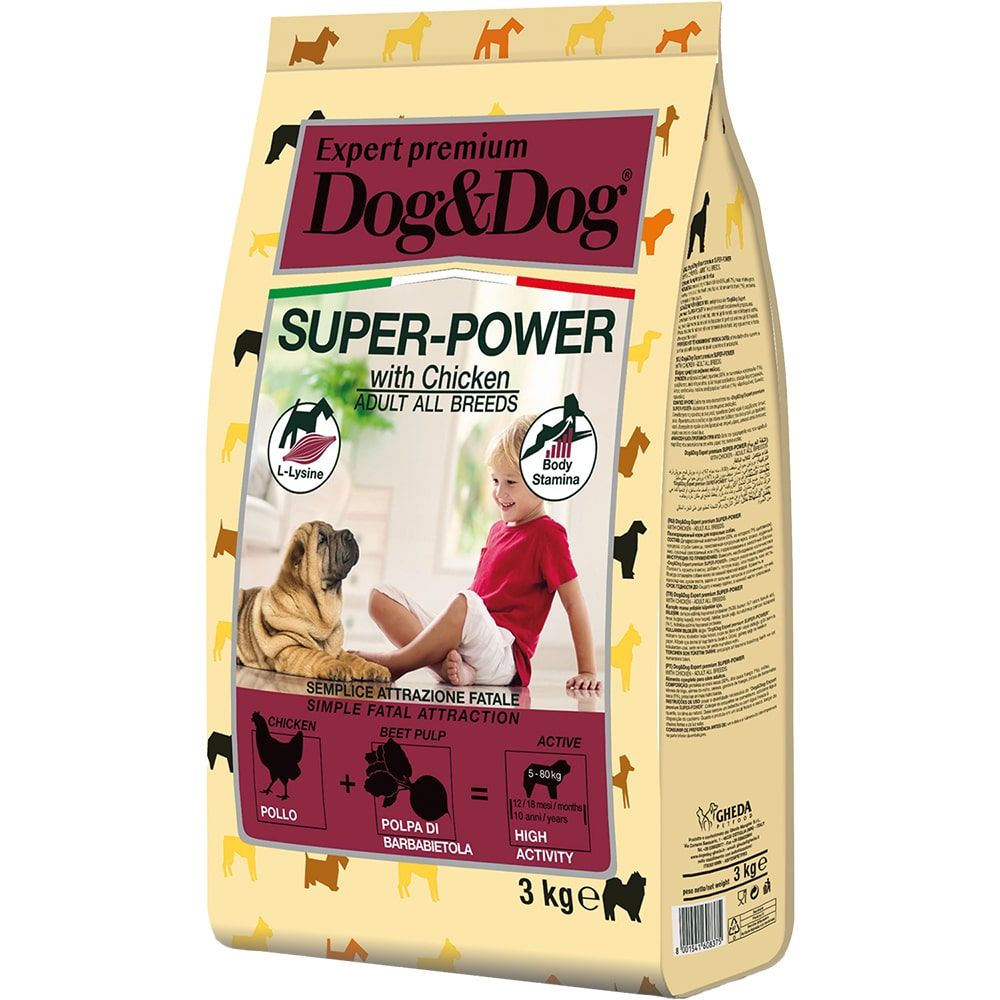 Корм Dog&Dog Expert Premium Super-Power для взрослых активных собак с курицей