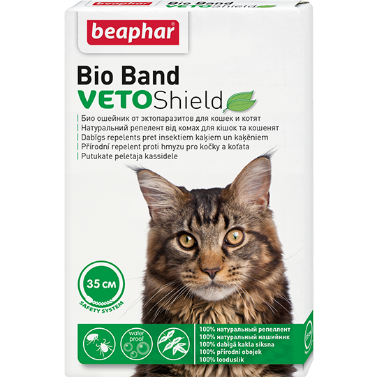 Биоошейник Beaphar VETO Shield Bio Band от эктопаразитов для кошек и котят зелёный
