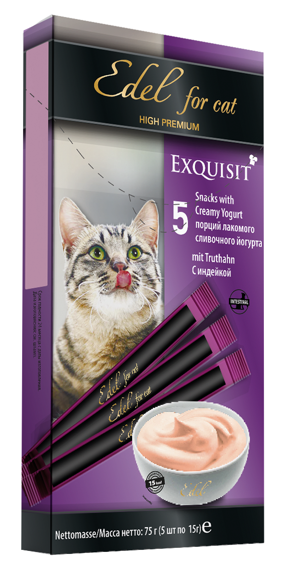 Лакомство Edel For Cat для кошек крем-суп сливочный йогурт с индейкой