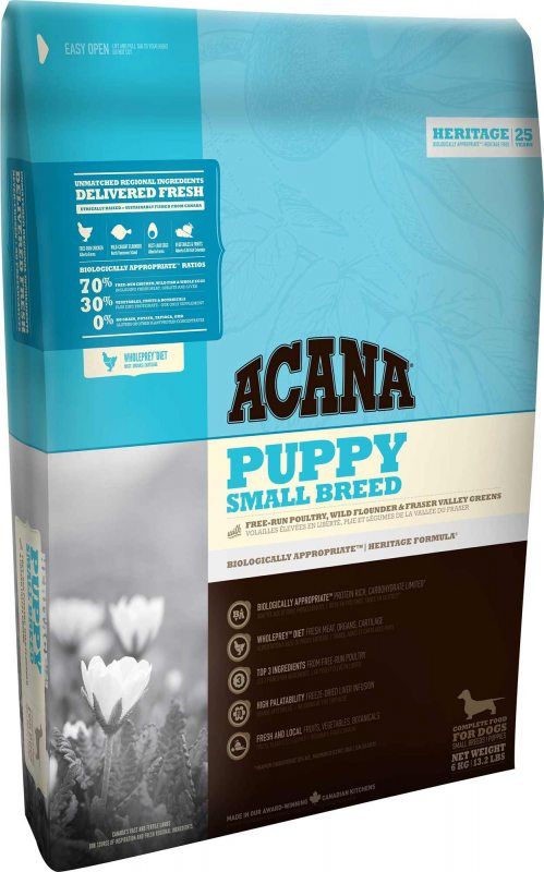 Корм Acana Heritage Puppy Small Breed для щенков малых пород с курицей