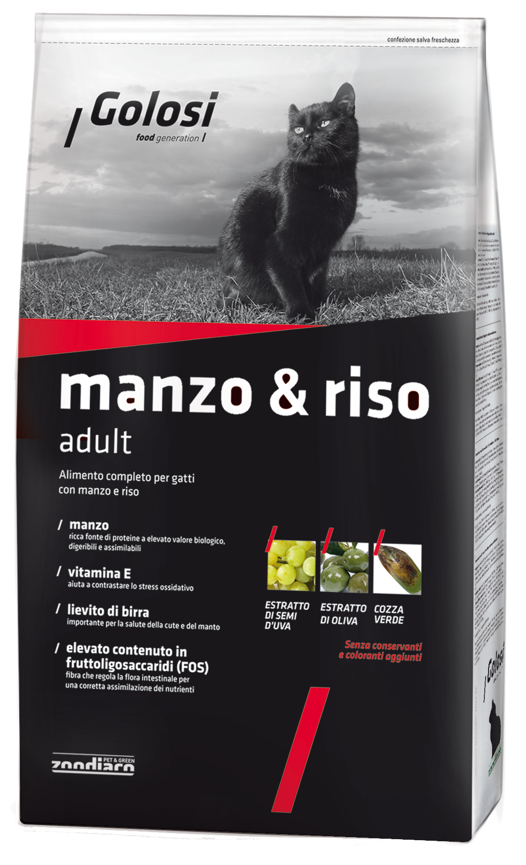 Корм Golosi Manzo & Riso Adult для взрослых кошек с говядиной и рисом
