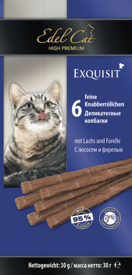 Лакомство Edel Cat для кошек. Жевательные колбаски с форелью и лососем 3 колбасок