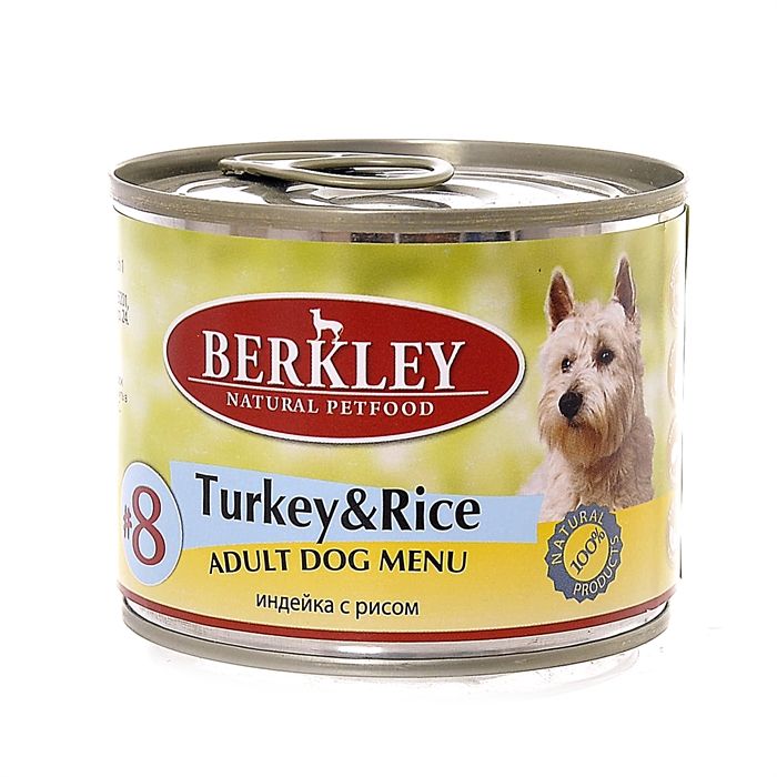 Консервы Berkley №8 Adult Turkey&Rice для собак с индейкой и рисом