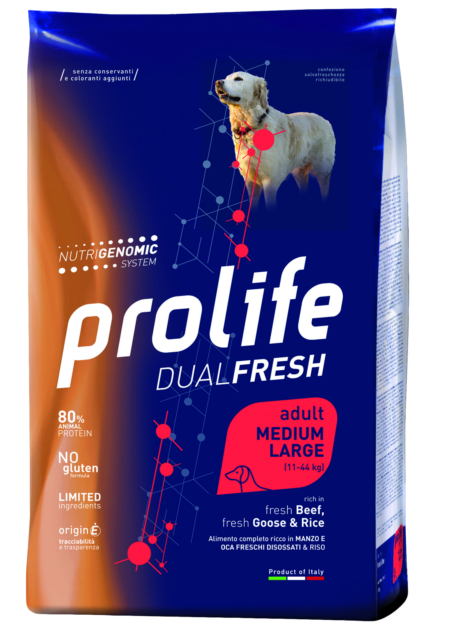 Корм Prolife Dual Fresh Adult Medium/Large для собак с говядиной, гусем и рисом