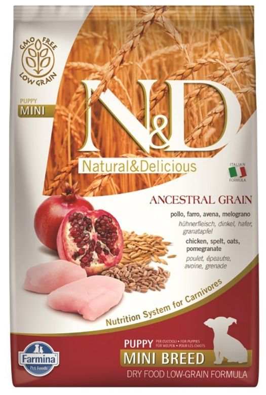 Корм Farmina N&D Puppy Mini Low Grain низкозерновой для щенков мелких пород курица и гранат