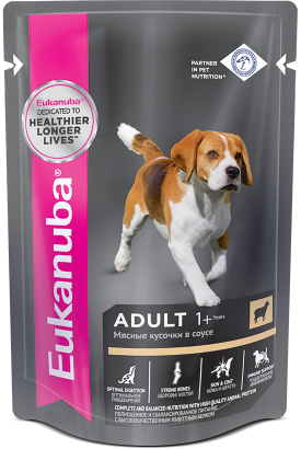 Паучи Eukanuba для собак с ягненком в соусе