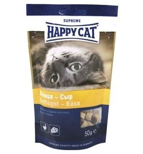 Лакомство Happy Cat для кошек. Угощение с птицей и сыром