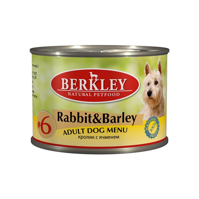 Консервы Berkley №6 Adult Rabbit&Barley для собак с кроликом и ячменем