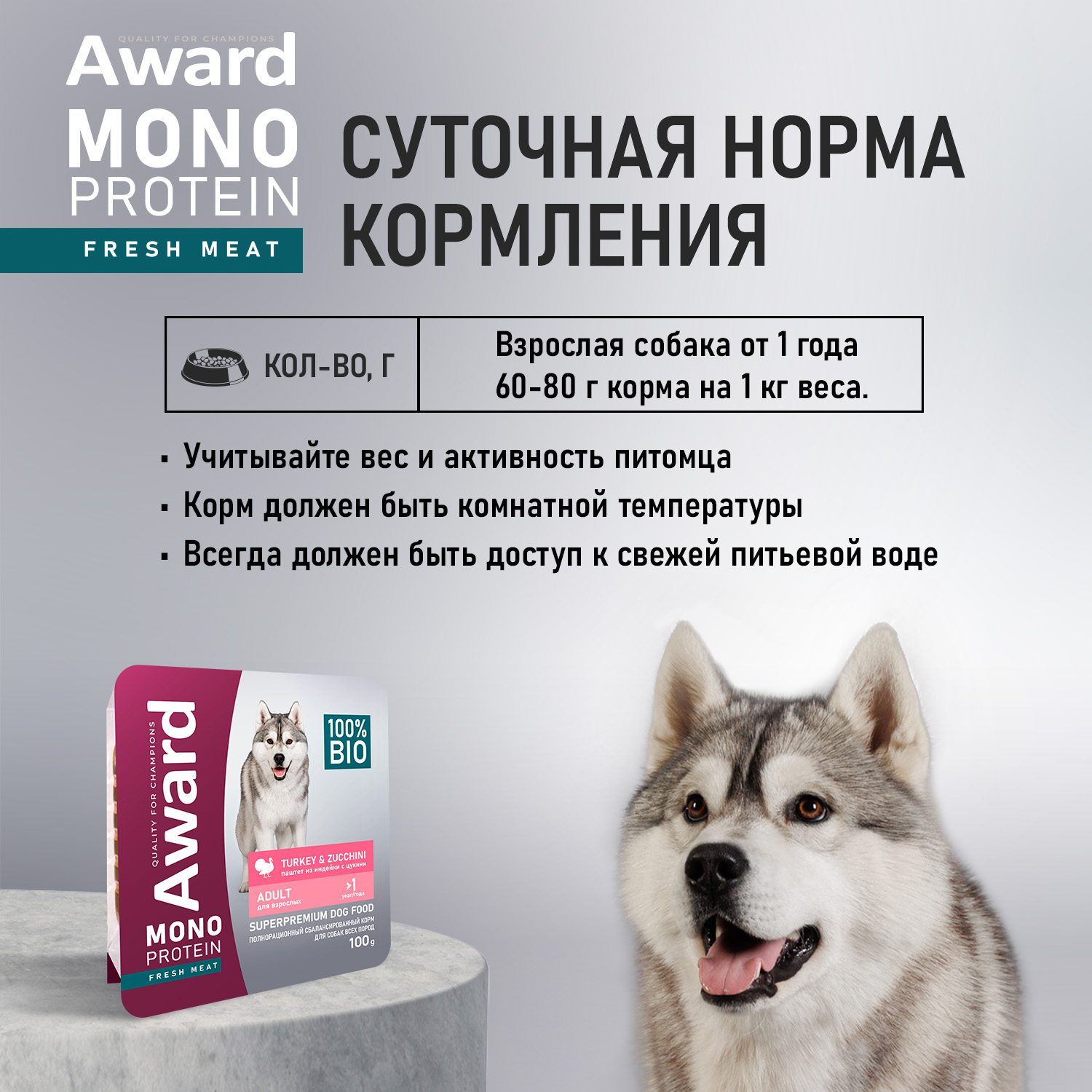 Ламистеры Award Monoprotein для взрослых собак паштет из индейки с цукини