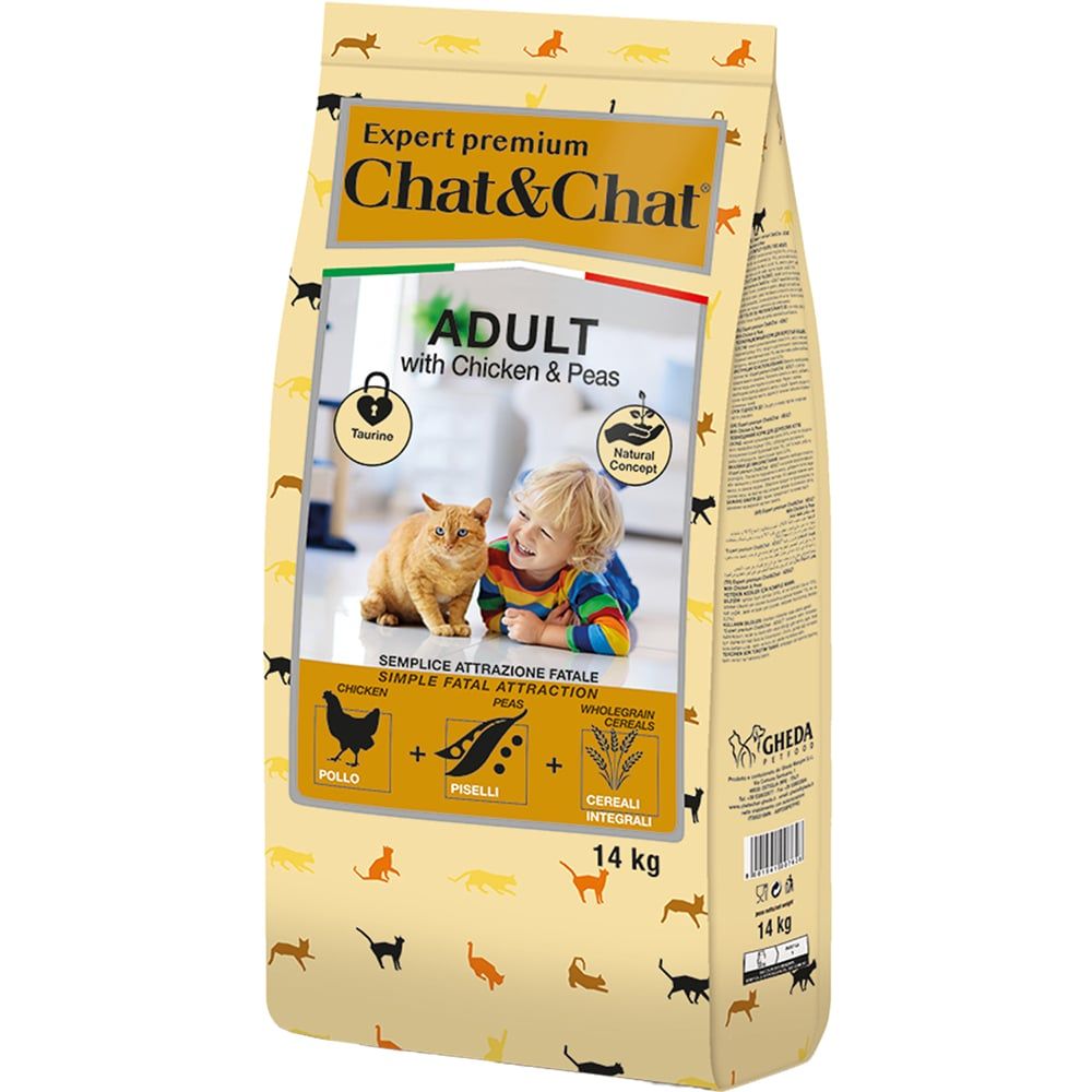 Корм Chat&Chat Expert Premium для взрослых кошек с курицей и горохом