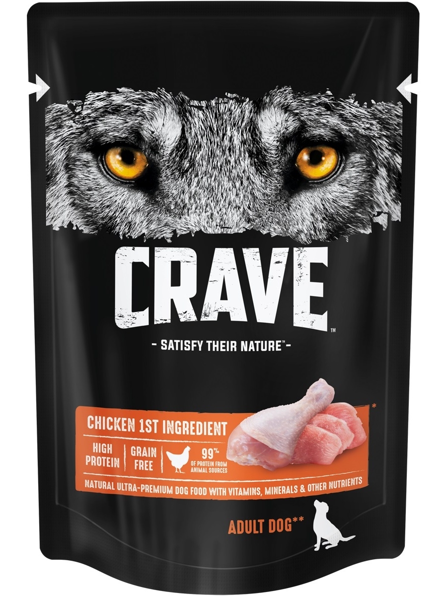 Паучи Crave для взрослых собак с курицей в желе