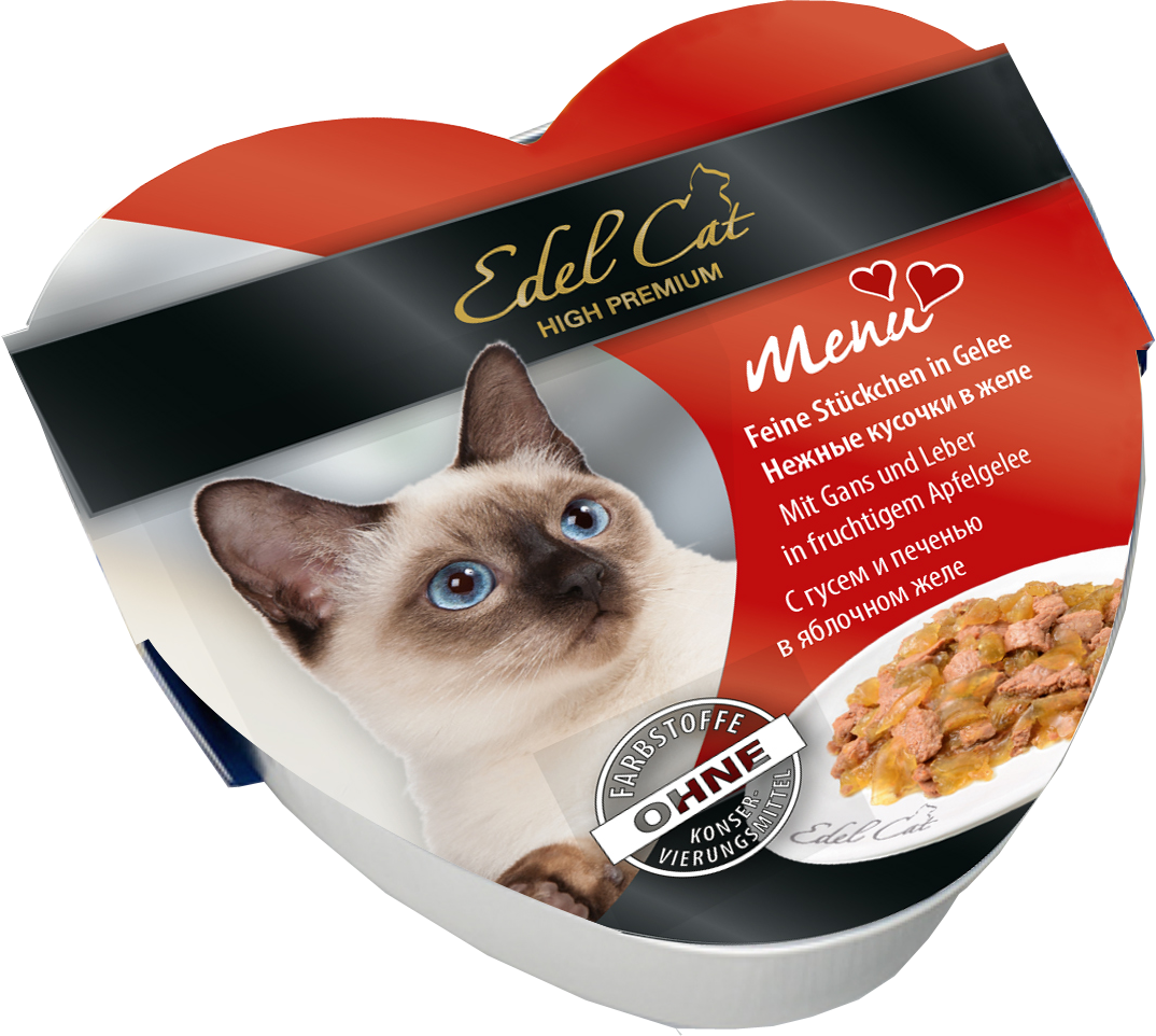 Консервы Edel Cat нежные кусочки в желе с гусем и печенью в яблочном желе