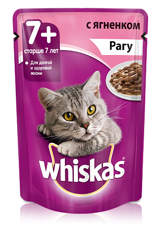 Паучи Whiskas Senior для кошек старше 8 лет. Рагу из ягненка