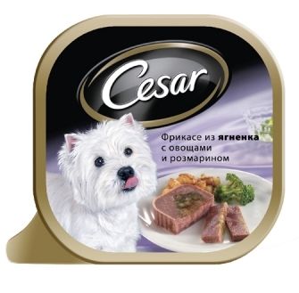 Паштет Cesar для собак фрикасе из ягненка с овощами и розмарином