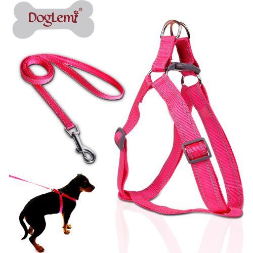 Шлейка DogLemi со светоотражающей нитью. Розовая