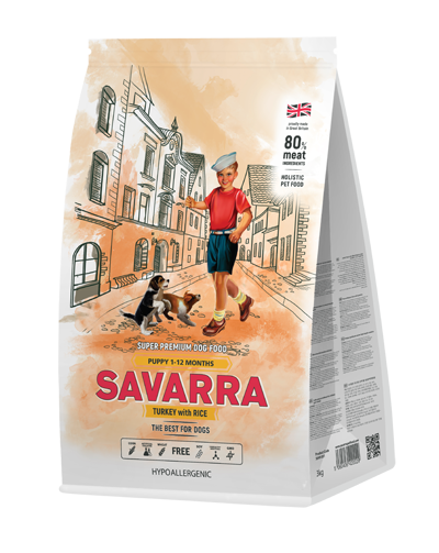 Сухой корм Savarra Puppy для щенков с индейкой и рисом