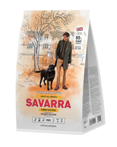 Сухой корм Savarra Adult Dog Turkey для взрослых собак с индейкой и рисом