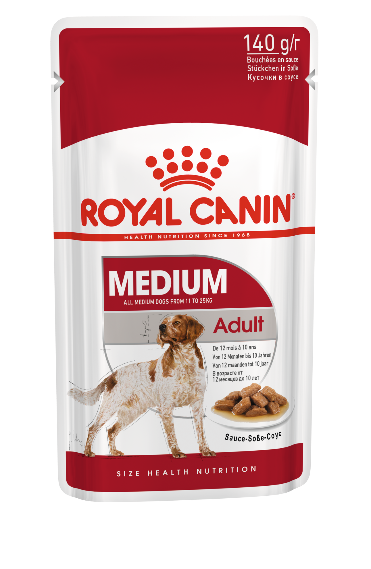 Паучи Royal Medium Adult для взрослых собак средних пород с 12 мес. до 10 лет в соусе