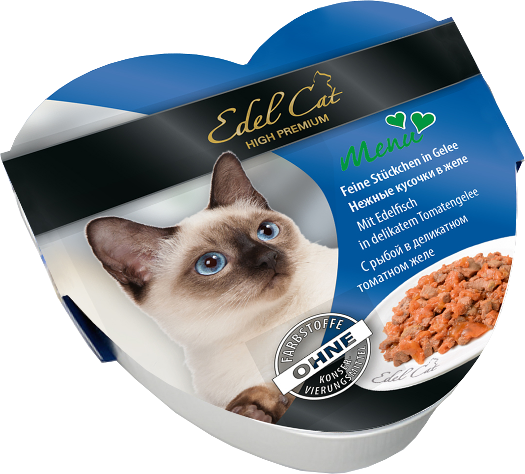 Консервы Edel Cat нежные кусочки в желе с рыбой в деликатном томатном желе