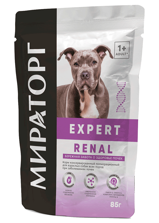 Паучи Мираторг Expert Renal для собак при заболеваниях почек «бережная забота о здоровье почек»