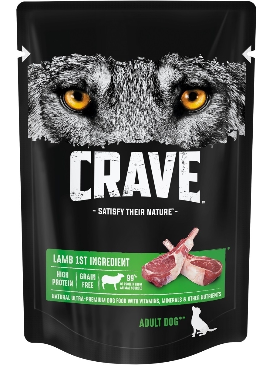 Паучи Crave для взрослых собак с ягненком в желе