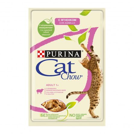 Паучи Cat Chow для кошек ягненок и зеленая фасоль