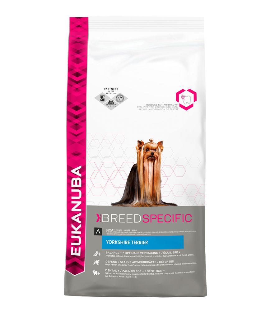 Корм Eukanuba Yorkshire Terrier для собак породы Йоркширский Терьер с курицей и индейкой