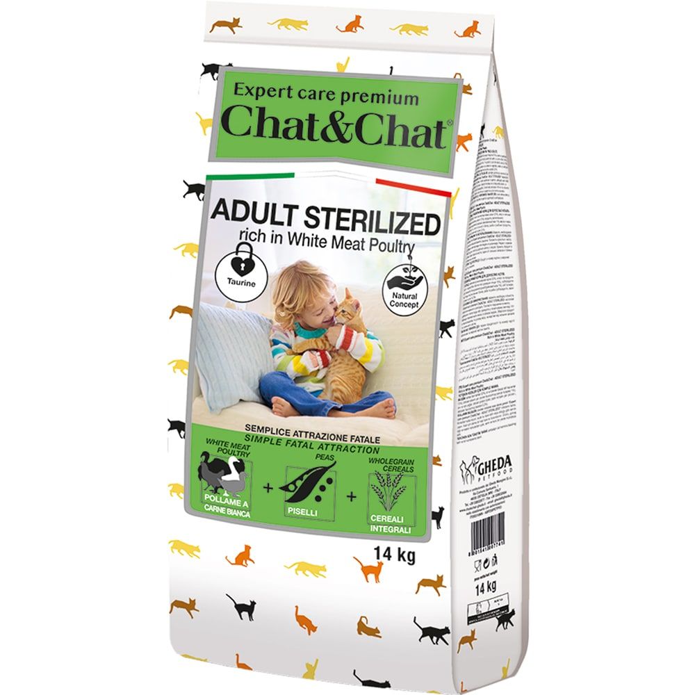 Корм Chat&Chat Expert Premium для стерилизованных кошек с белым мясом птицы