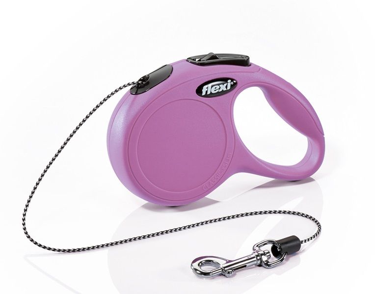 Рулетка-трос Flexi New Classic Pink 3 м. XS для собак, кошек и других мелких животных до 8 кг